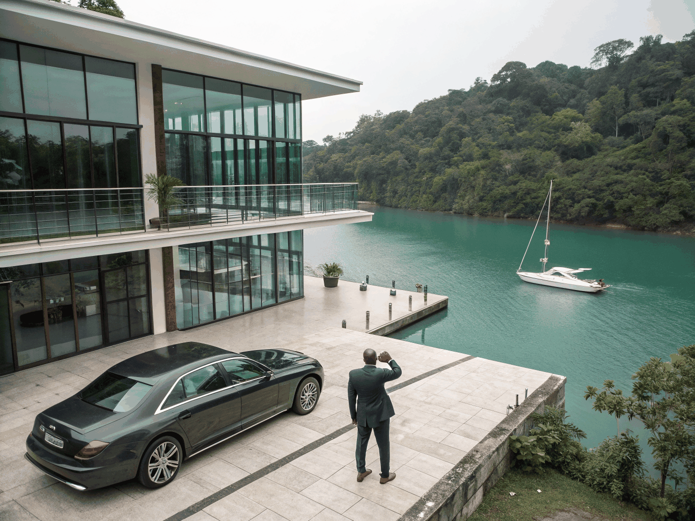 Waterfront contemporary luxury terrace houses in Lekki Lagos with private jetties